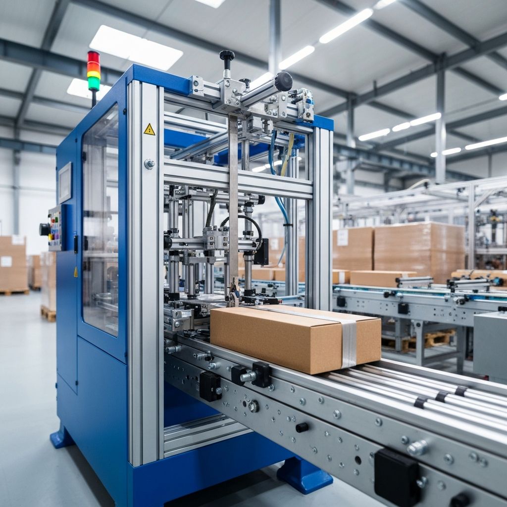 Industrial automatic strapping machine for carton packaging in factory production line